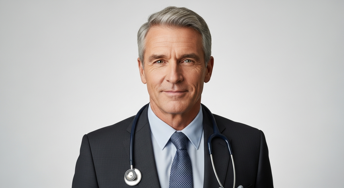 Dr. Marcus Webb, male dermatologist in professional attire with stethoscope